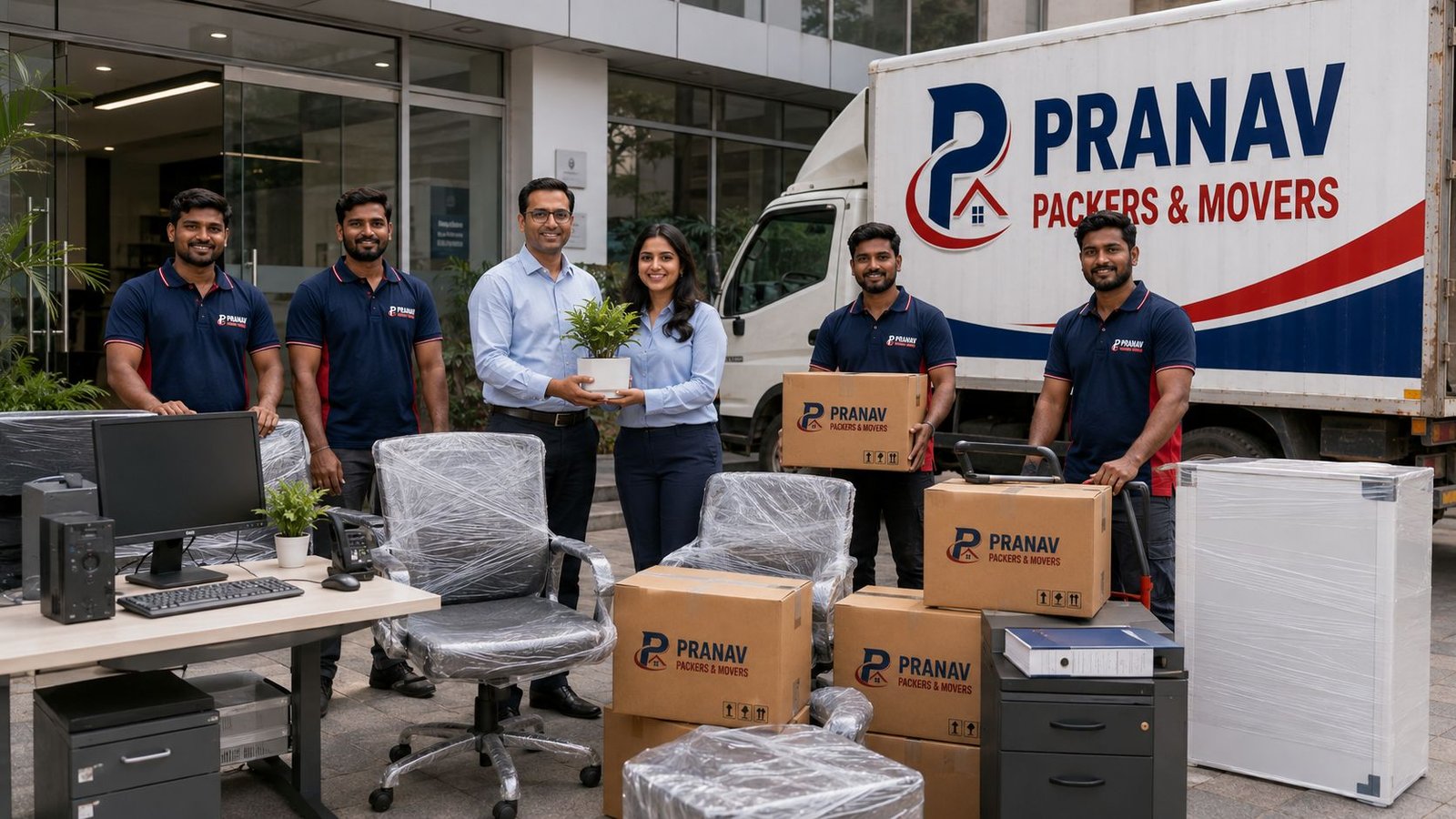 Pranav Packers and Movers staff loading sofa and furniture onto the moving truck